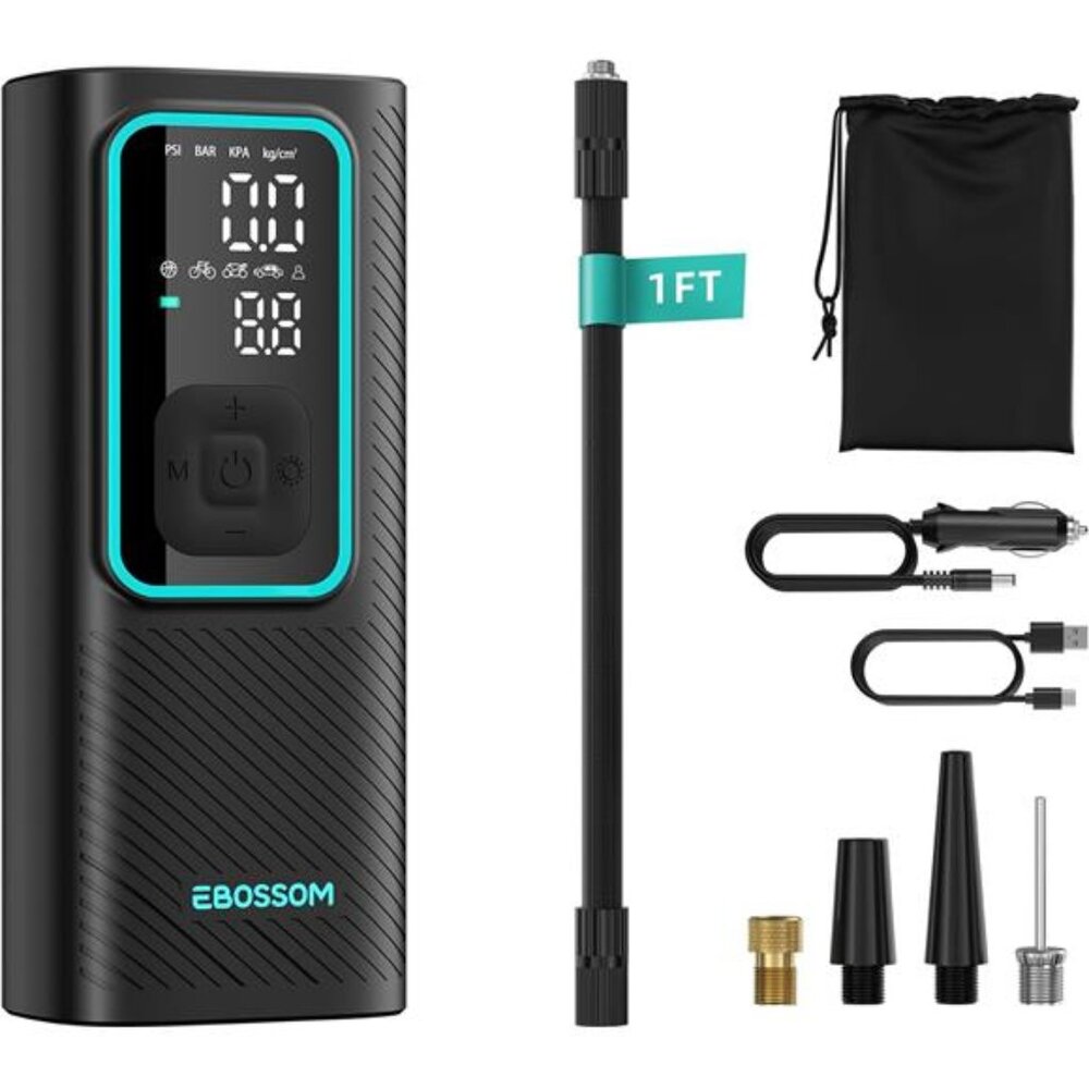 Tire Inflator Portable Air Compressor, 150 PSI Mini Car Air Pump with 6000mAh
